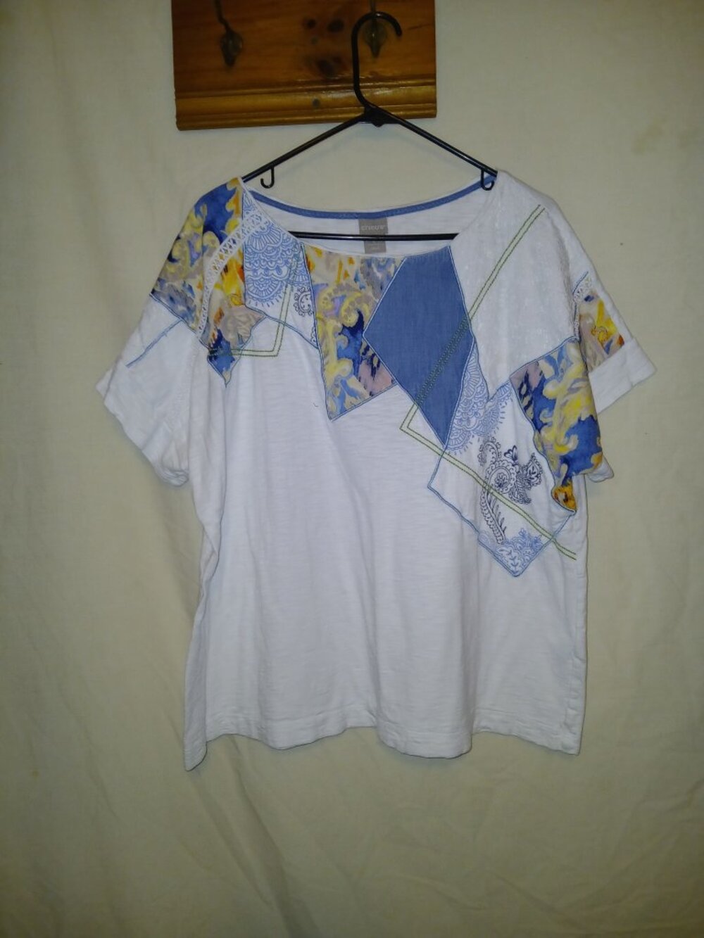 Chico’s White Patchwork Print Blouse